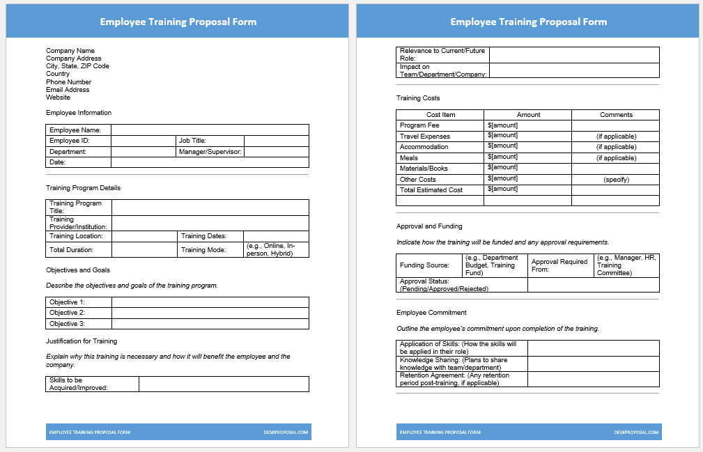 Employee Training Proposal Form