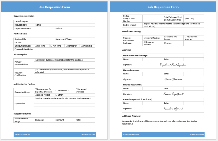 Job Requisition Form - Proposal Forms