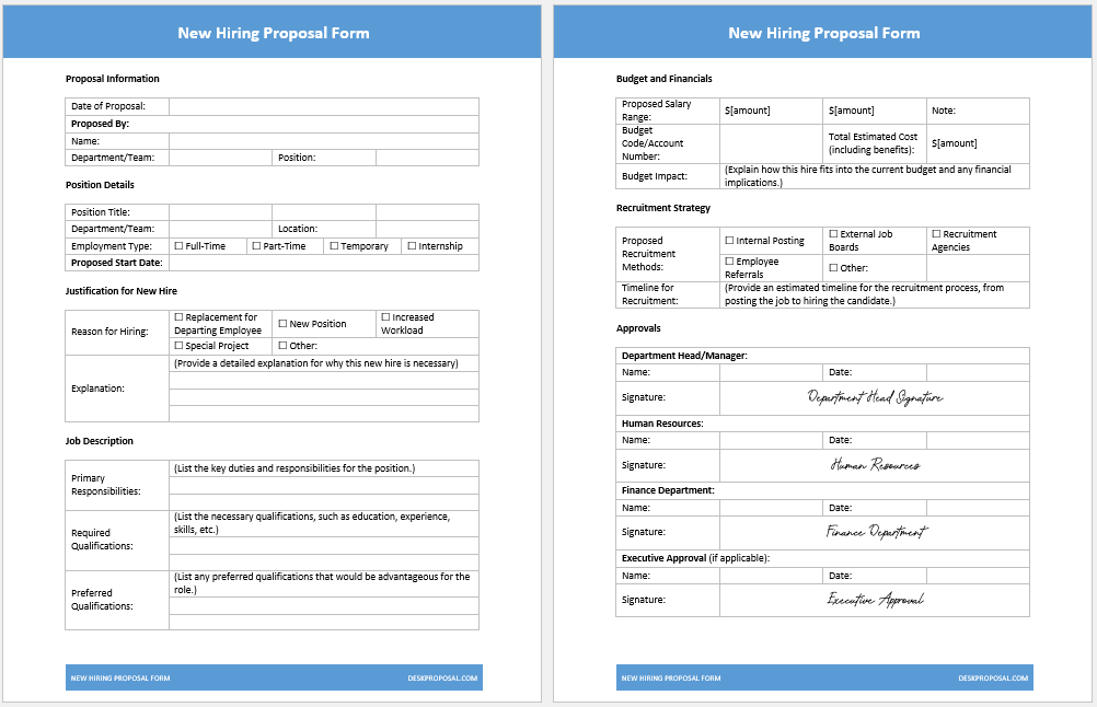 New Hiring Proposal Form