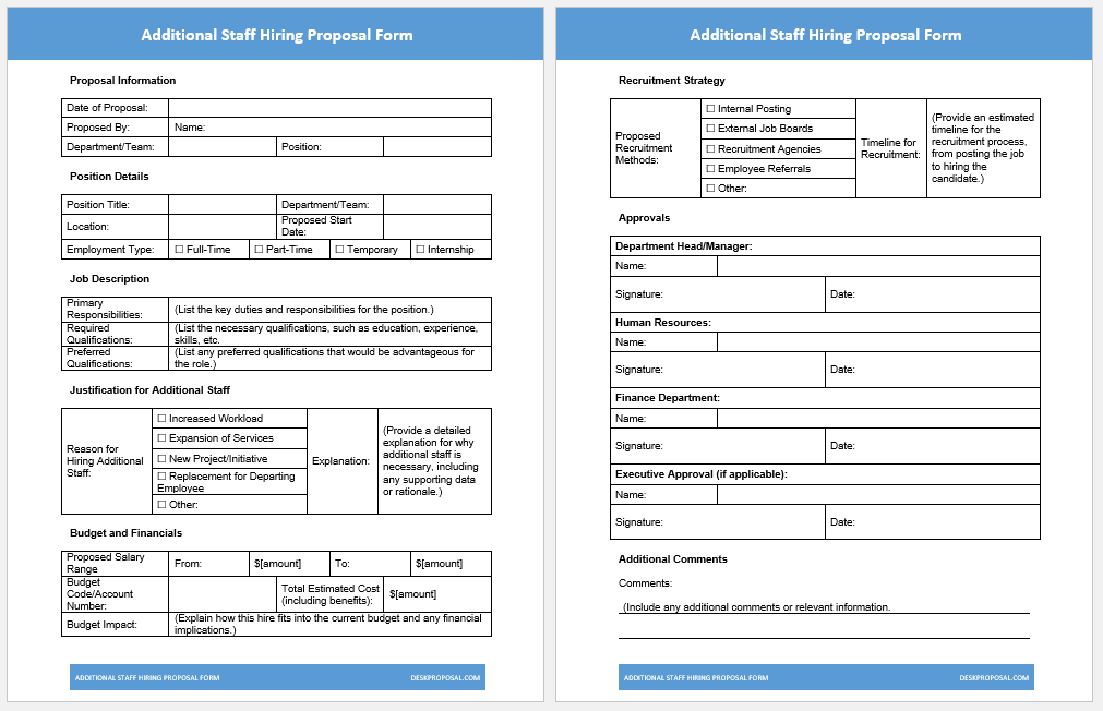 Additional Staff Hiring Proposal Form