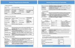 Business Proposal Form for Partnership