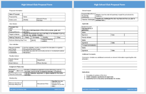 High School Club Proposal Form