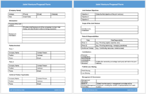 Joint venture proposal form