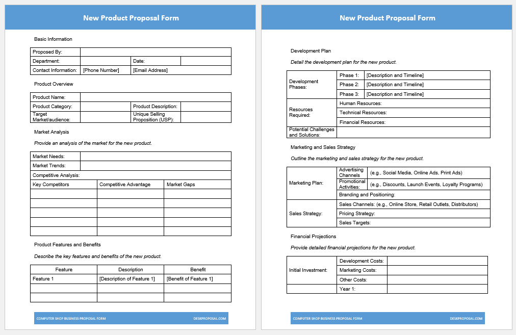 New Product Proposal Form