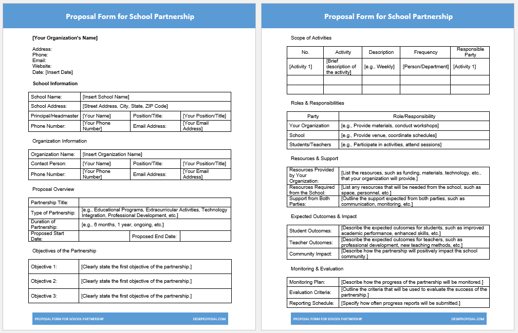 Proposal Form for School Partnership