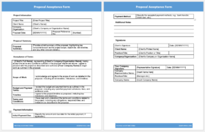 Proposal acceptance form