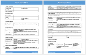 Tender Proposal Form