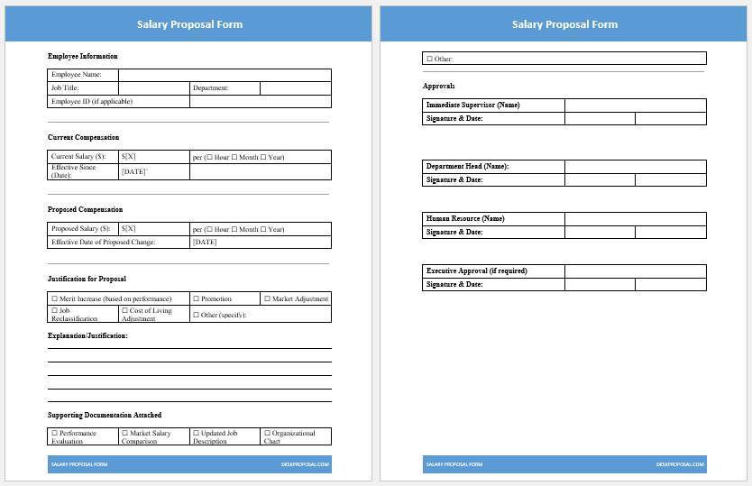 Salary Proposal Form Template