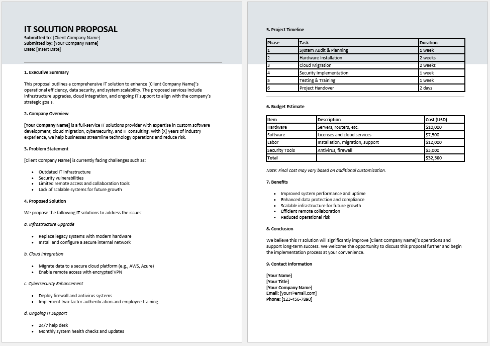 IT Solution Proposal Form
