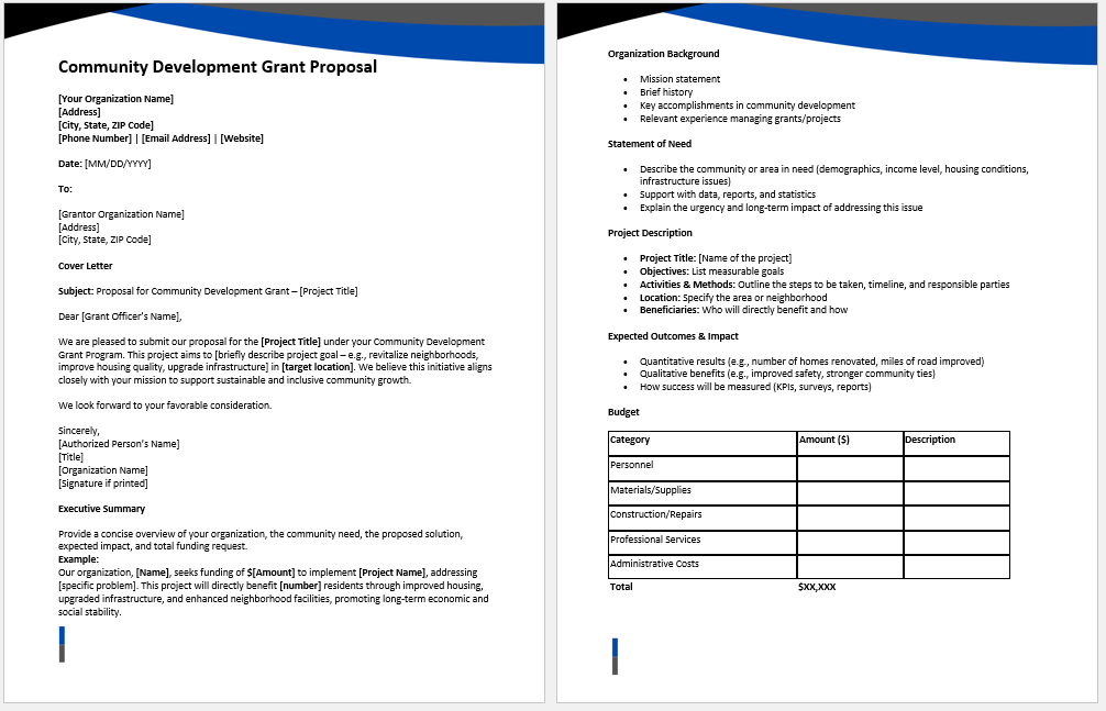 Community Development Grant Proposal Form