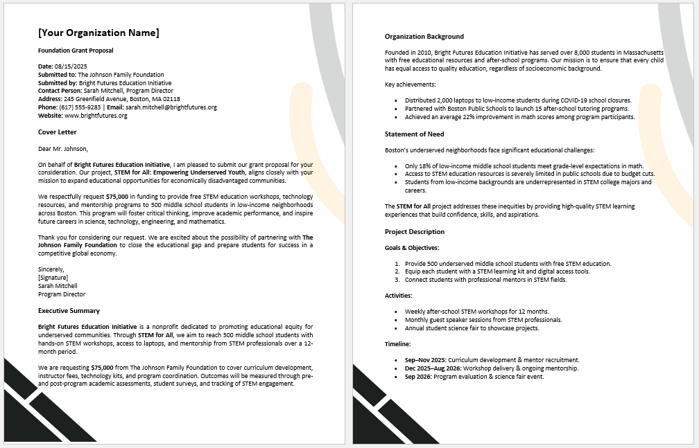 Foundation Grant Proposal Form